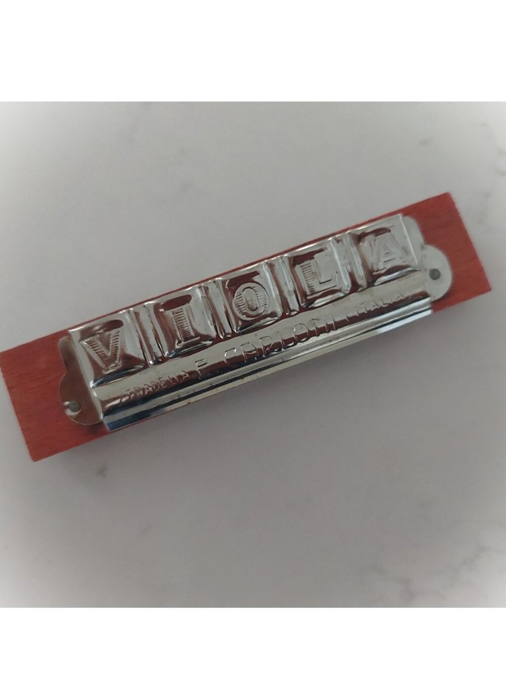 Vintage 50s Ezgiziano CARLONI Italy Viola Harmonica Red Wood Weiss Flora
